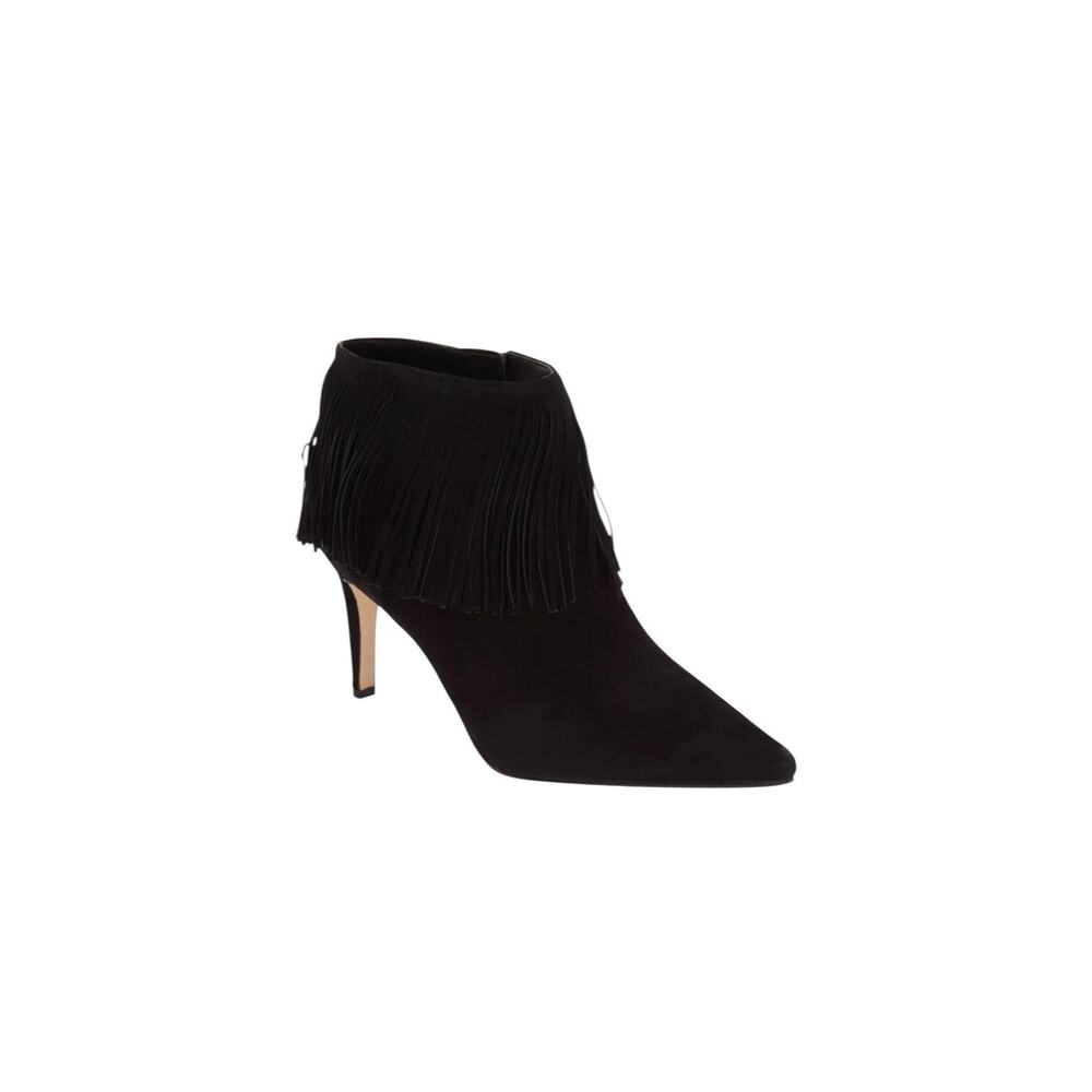 Sam Edelman Kandice Womens 8 Black Fringed Suede Pointy Toe Boot Stiletto Y2K